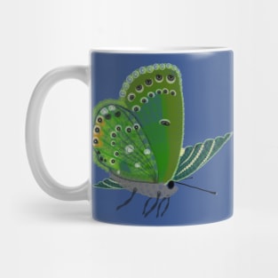 Spirograph Collaged Green Butterfly Mug
